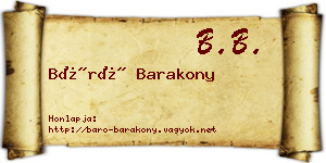 Báró Barakony névjegykártya